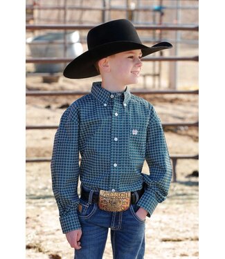 cinch Boys LS Print Teal MTW7060367