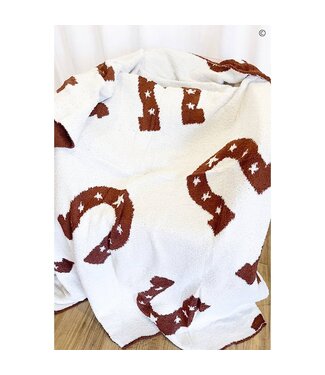 Nash Grey Brown Horseshoe Luxury Blanket