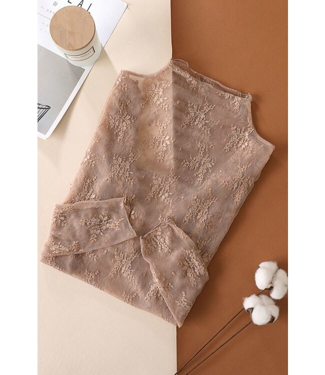 De Vave Sheer Lace Long Sleeve Top JN24P
