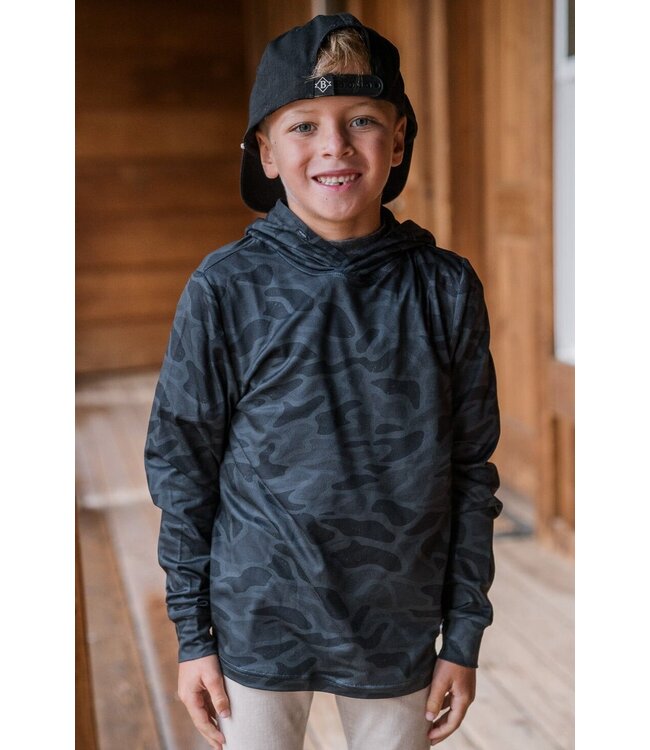 Youth Performance Hoodie Black Camo