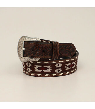 M&F Western Brown Woven Aztec Whip Stitch Belt N210002702 R2