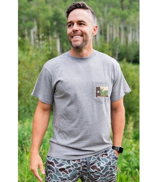 Burlebo Texas Deer Flag Tee Dark Heather Grey