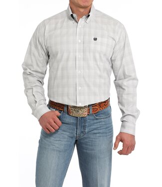 cinch Mens LS Plaid White MTW1105858