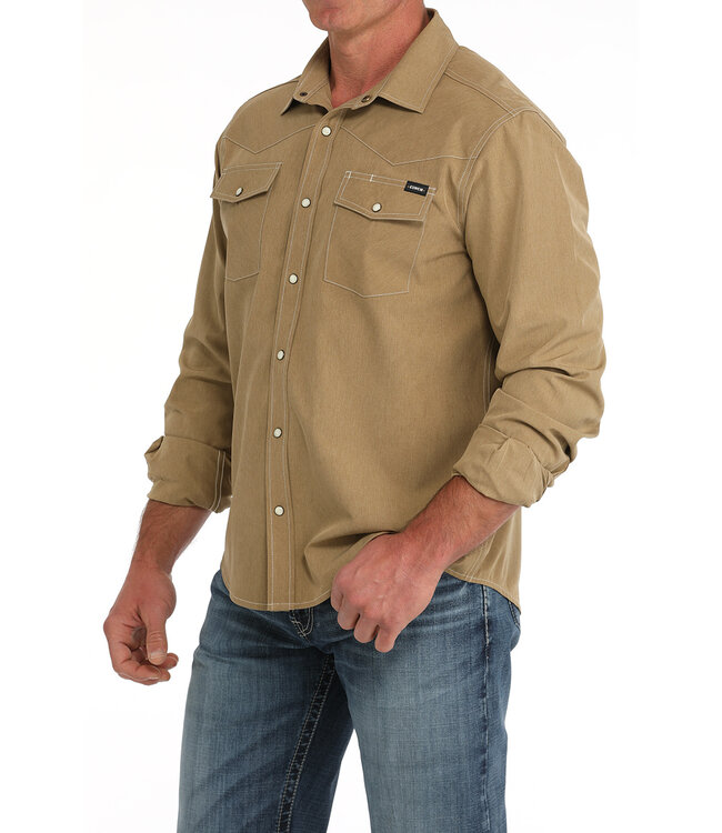 MTW1403002 Mens LS Print Camp Brown