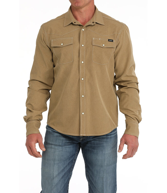 MTW1403002 Mens LS Print Camp Brown