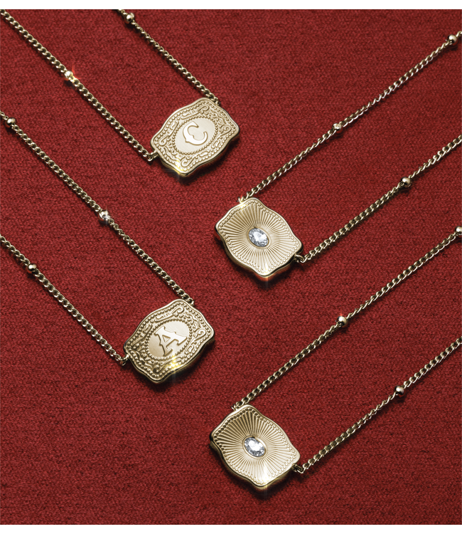 Ultra Mini Belt Buckle Initial Necklace Gold