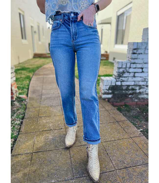 High Rise Straight Jeans P12063