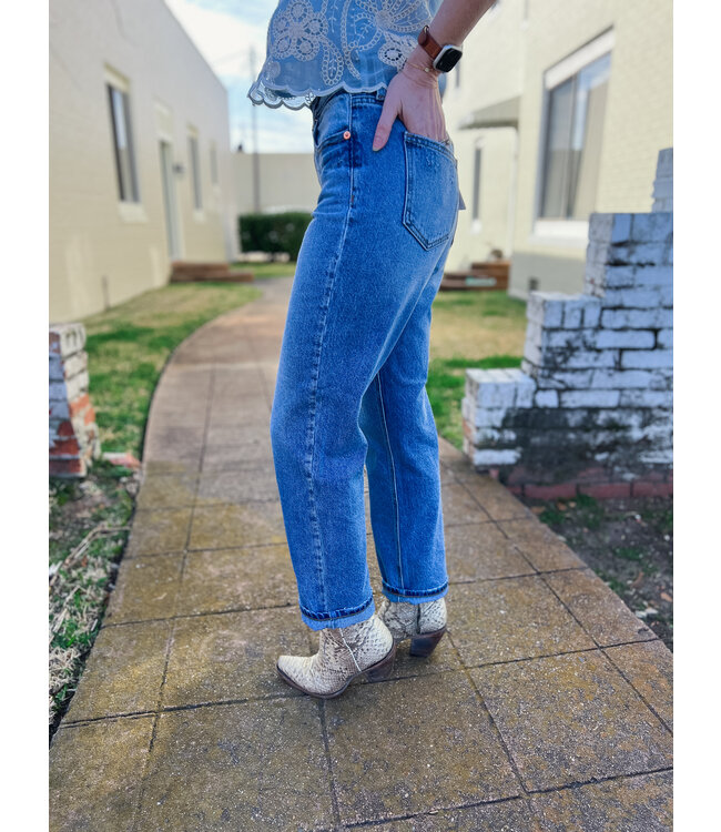 High Rise Straight Jeans P12063