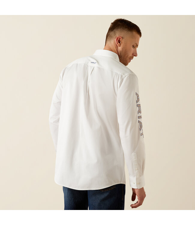 10055286 Team Logo Twill LS White/Khaki