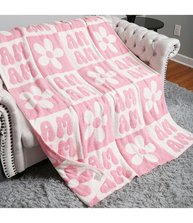 Mama Words and Flower Print Soft Throw Blanket