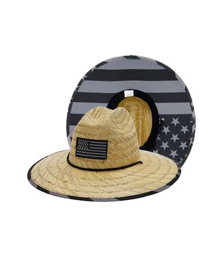 cap zone American Flag Under Brim Rush Straw Lifeguard Hat