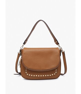 Jen & Co M2505 Monet Crossbody/Messenger w/ Stud Details Brown