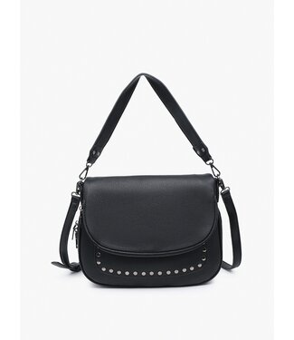 Jen & Co M2505 Monet Crossbody/Messenger w/ Stud Details Black