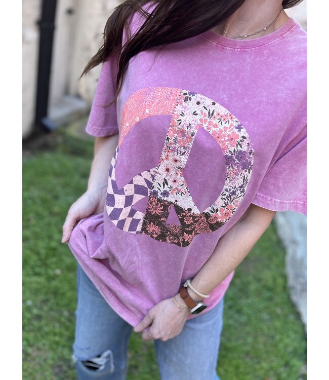 Patchwork Peace Sign Pink 8983