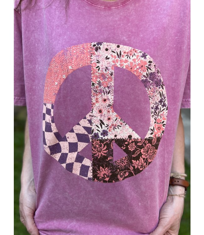 Patchwork Peace Sign Pink 8983