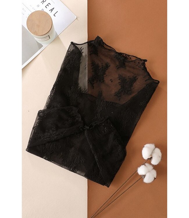 Sheer Lace Long Sleeve Top JN24P