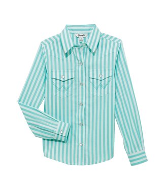 Wrangler 112364308 Teal Stripe Girls Shirt