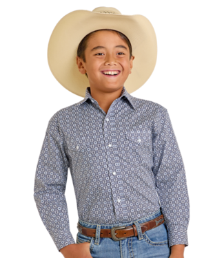 Panhandle Slim RBN2S06532 Boys LS Snap Blue