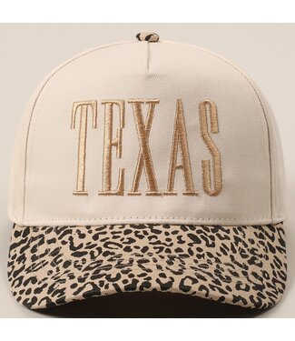Fashion City Texas Embroidery Leopard Beige Trucker Hat