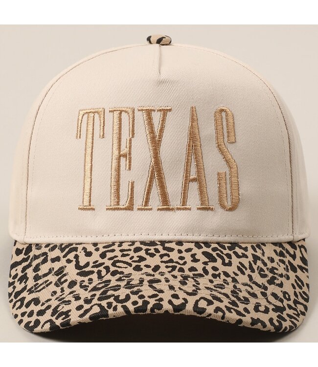 Texas Embroidery Leopard Beige Trucker Hat