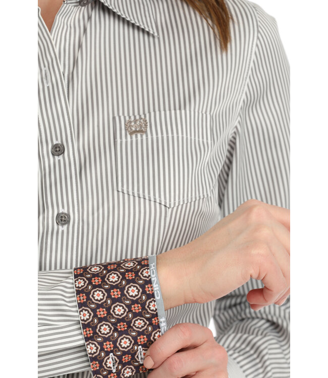 MSW9164242 Ladies LS Stripe Grey