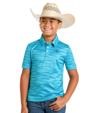 Panhandle Slim BB51T06607 Striated Polo Turquoise
