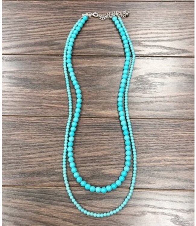 Turquoise Bead Necklace 34" 8209