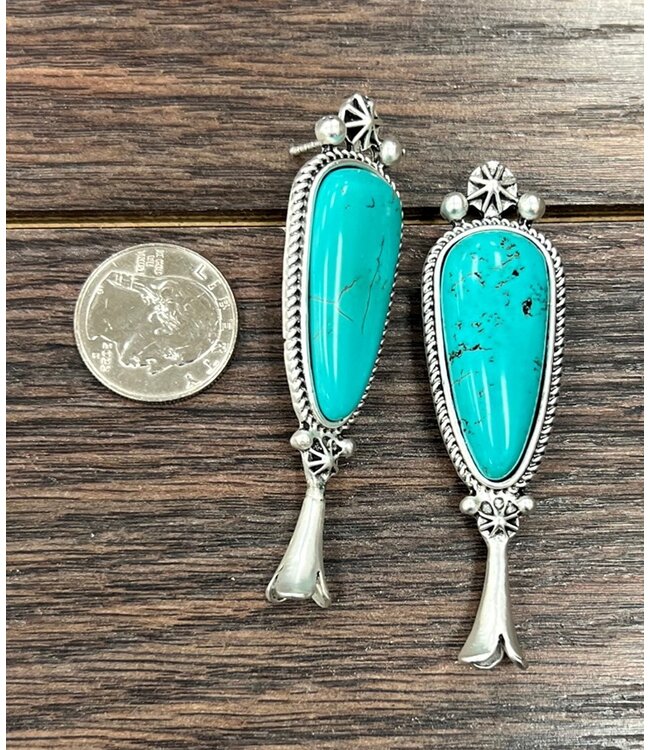 Turquoise & Silver Blossom Earrings 4861