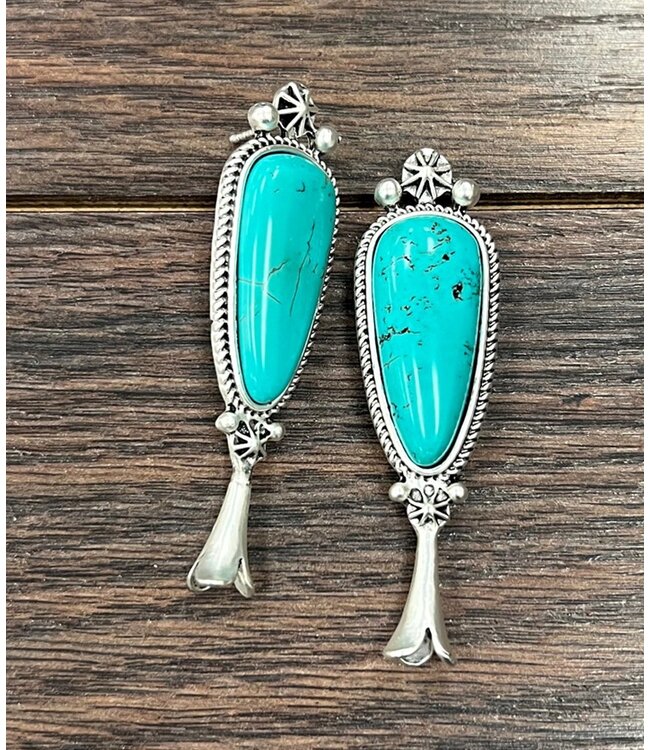 Turquoise & Silver Blossom Earrings 4861