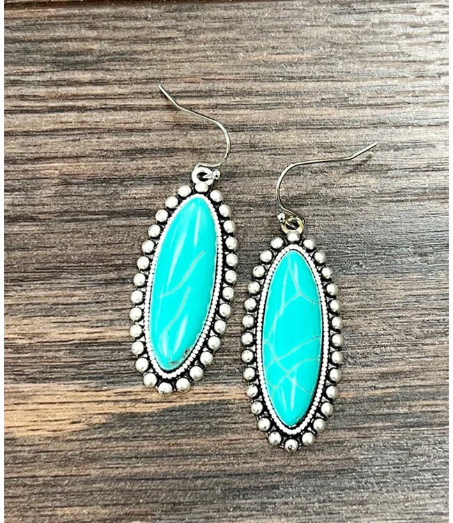 Antique Oblong Turquoise Earrings 0587
