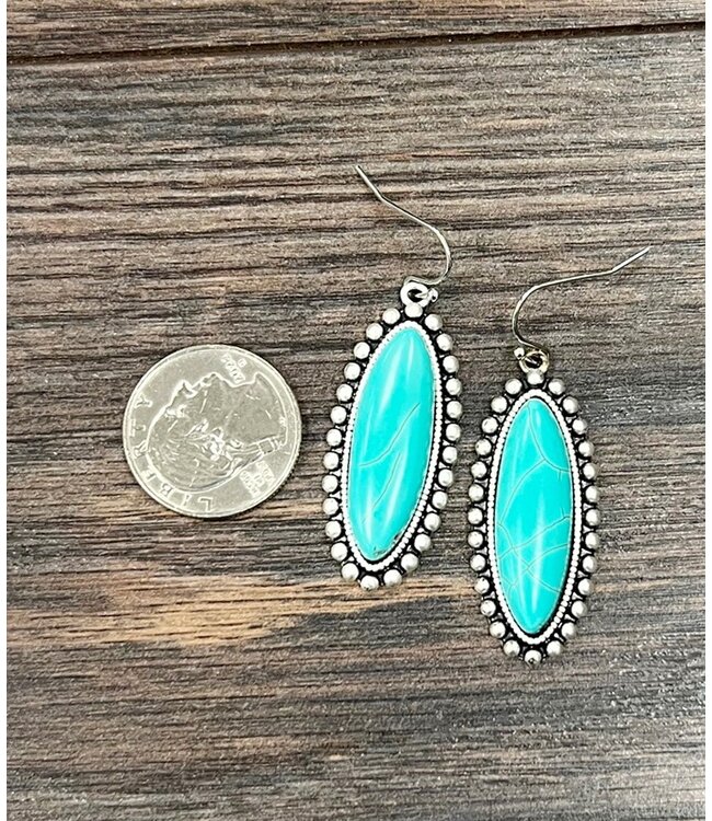 Antique Oblong Turquoise Earrings 0587