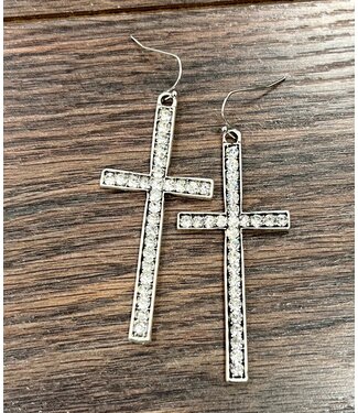 isac Cross Crystal Earrings 3486