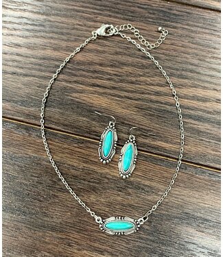 isac Turquoise Necklace Earrings Set 4267