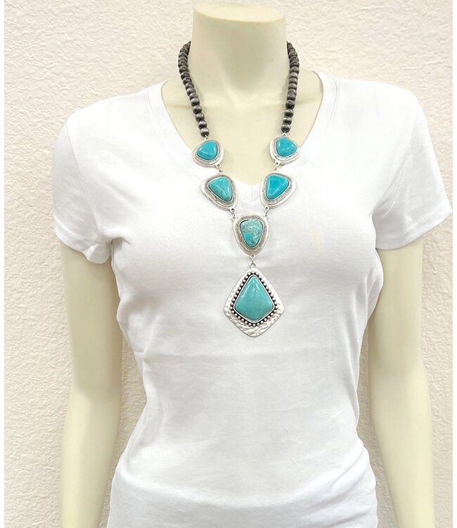 Western Pearl Natural Stone Necklace  5632