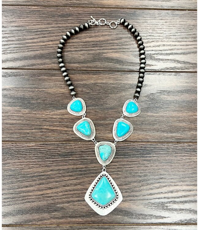 Western Pearl Natural Stone Necklace  5632