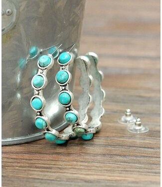 isac Navajo Turquoise Hoop Stud Earrings 0280