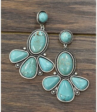 isac Flower Dangle Turquoise Earrings 1332