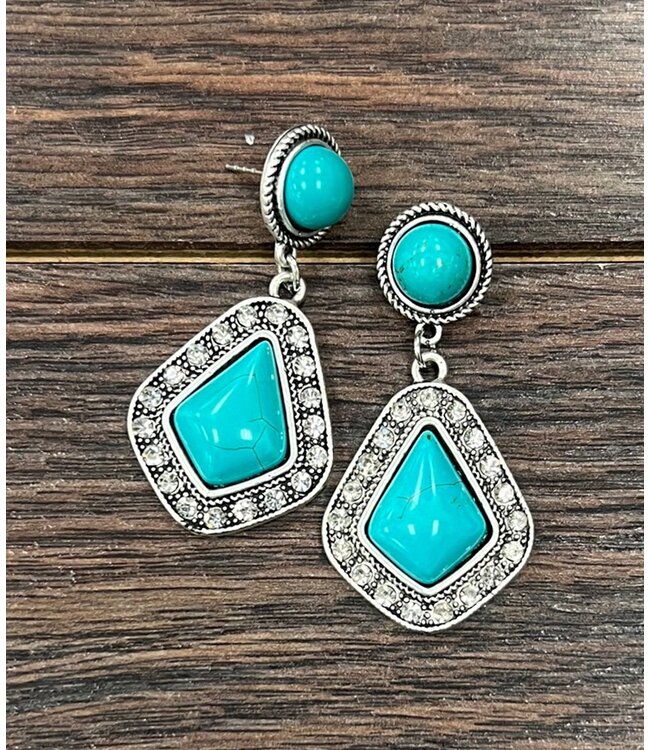 Bling Turquoise Post Earrings 5078