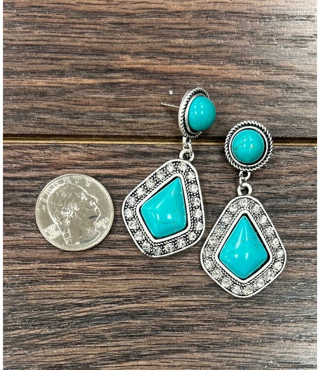 Bling Turquoise Post Earrings 5078