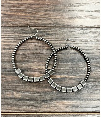 isac Square Navajo Bead Hoop Earrings 6086