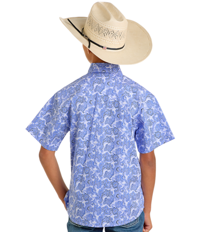 BBN3S06494 Paisley SS Snap Blue