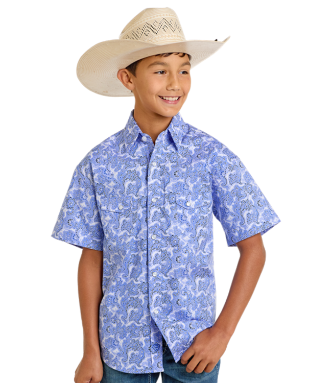 BBN3S06494 Paisley SS Snap Blue