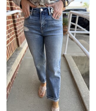 Risen High Rise Ankle Boyfriend Distressed Jeans PGA21013