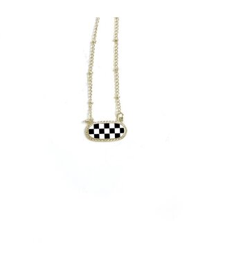 front porch label Checkerboard Necklace