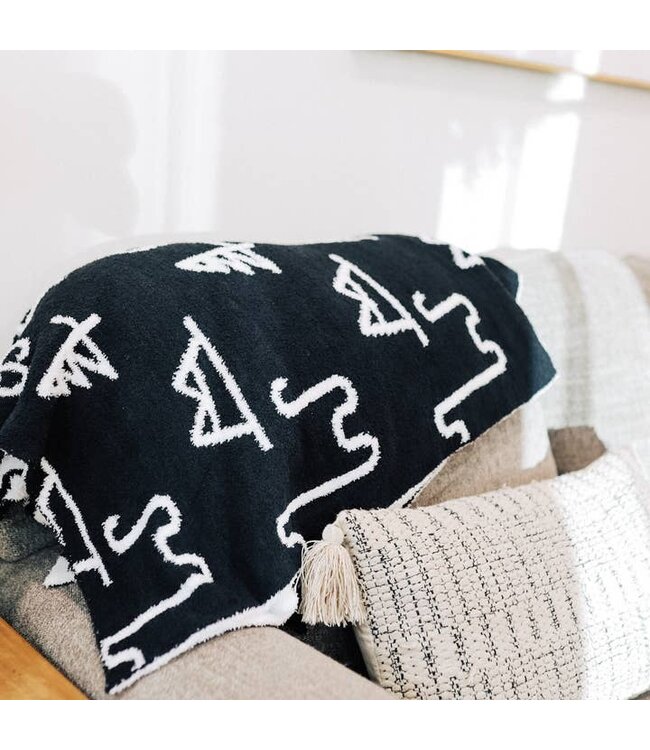 Black Brand Throw Blanket