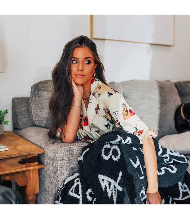 Black Brand Throw Blanket