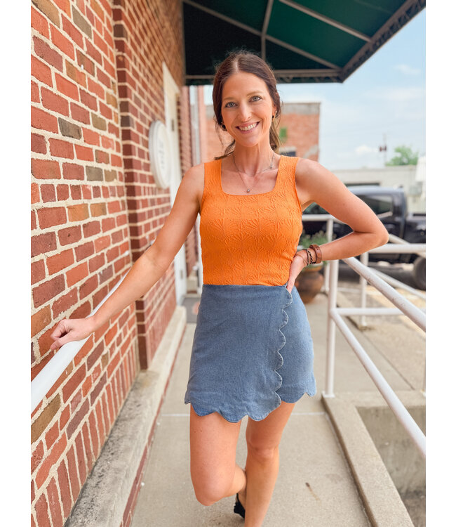 BW20T05881 Floral Knit Tank Orange