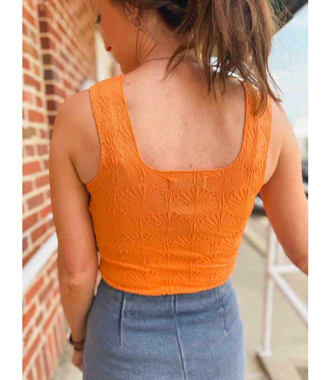 BW20T05881 Floral Knit Tank Orange