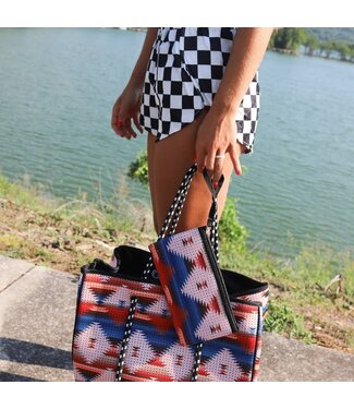 front porch label Large Neoprene Tote Aztec