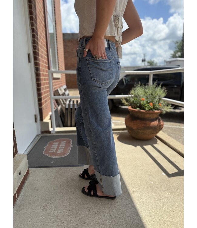 High Rise Ankle Wide Cuffed Jeans RDP5719